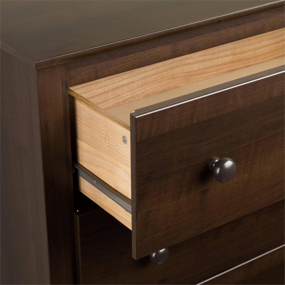 Angle. Prepac - Espresso Fremont Tall 2 Drawer Nightstand with Open Shelf - Espresso.