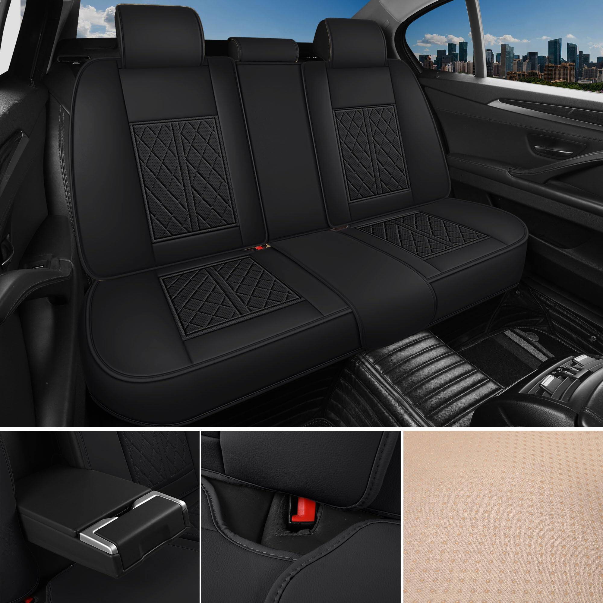 Alt View 1. COTTAGE - Car Seat Covers Full Set Washable And Breathable Cloth Automotive Vehicle Cover For Interior Universal Fit - Black BlueLine Full Set.