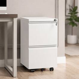 RYHNUYNE - 2 Drawer Metal Mobile File Cabinet Rolling File Cabinet with Lock for Home Office