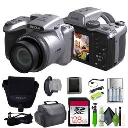 Minolta - 20 Mega Pixels 40x Optical Zoom Digital Camera, 1080p FHD Video Bundle - Silver