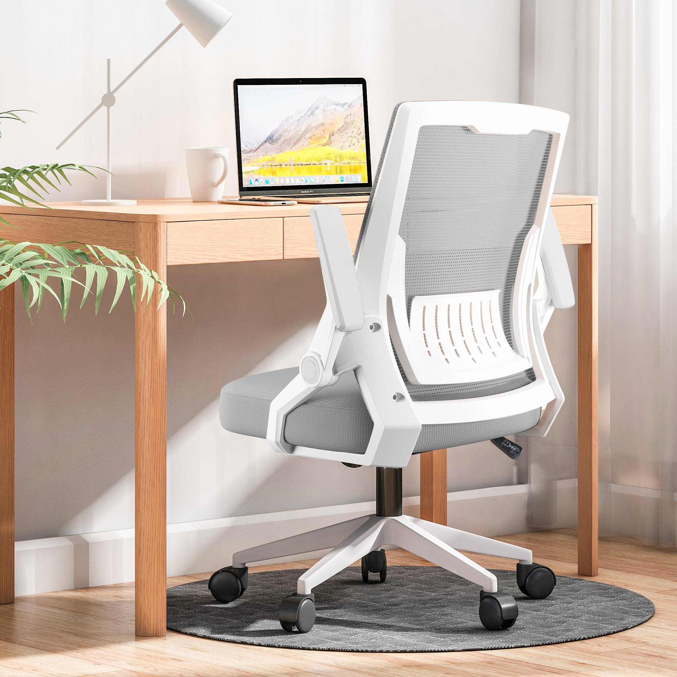 Alt View 2. CloudRest Pro - Breathable Mesh Office Chair with Flip-up Armrests Ergonomic Computer Desk Chair with Adaptive Lumbar Support,Gray - Gray.