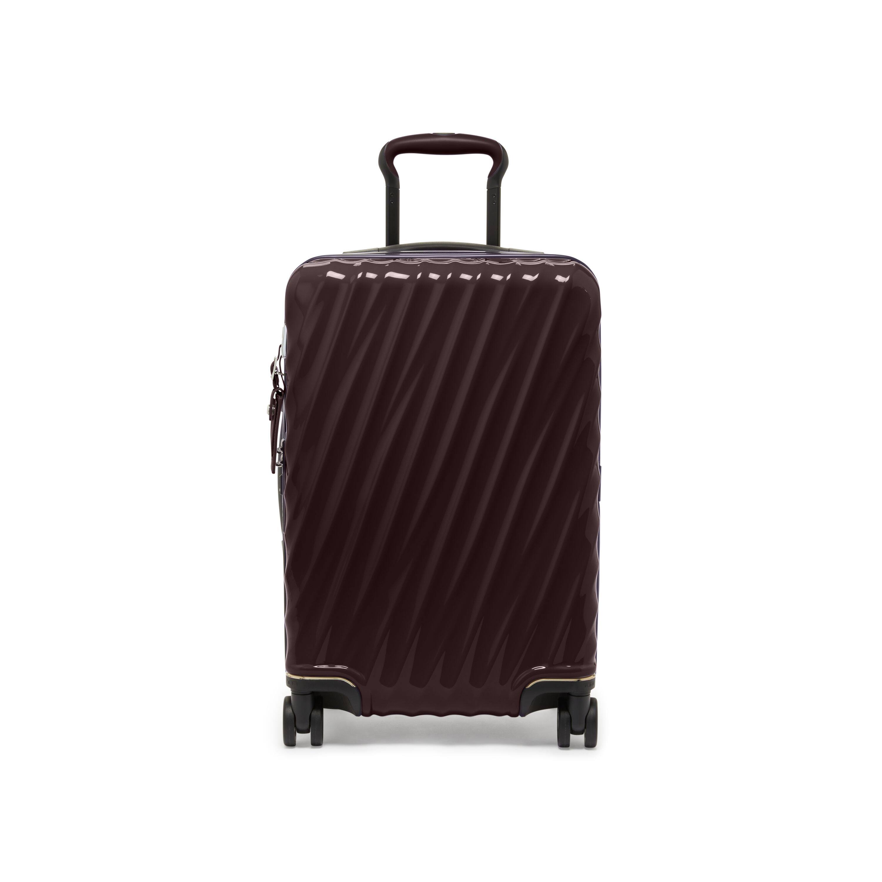 Front. TUMI - 19 Degree International Expandable 4 Wheeled Spinner Suitcase - Deep Plum.