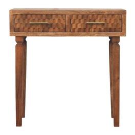 Artisan Furniture - Solid Wood Cadiz Carved Twin-Drawer Console - Brown