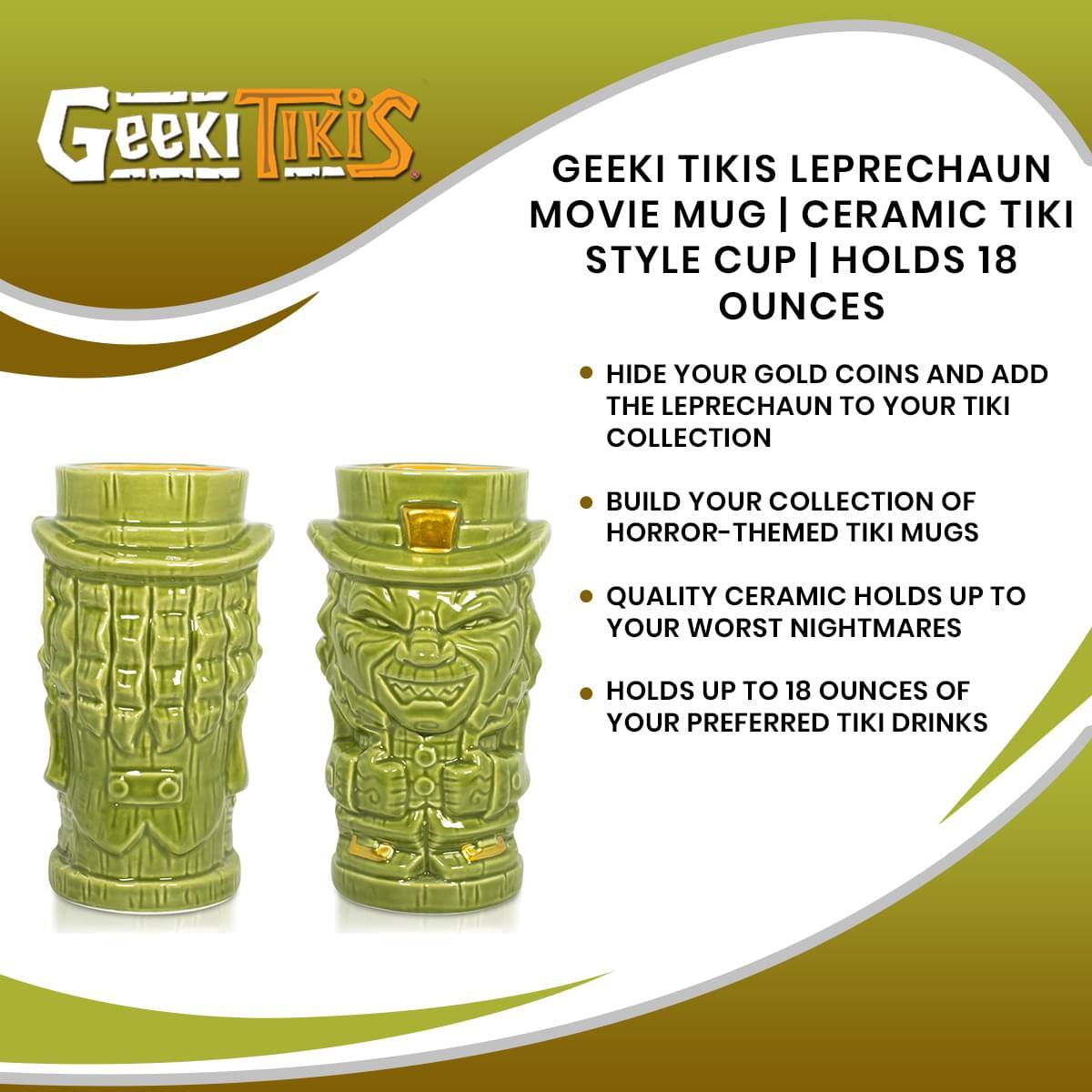 Geeki Tikis Geeki Tikis Leprechaun Movie Mug | Ceramic Tiki Style Cup | Holds 18 Ounces

- Hide your gold coins and add the leprechaun to your tiki collection
- Build your collection of horror-themed tiki mugs
- Quality ceramic holds up to your worst nightmares
- Holds up to 18 ounces of your preferred tiki drinks