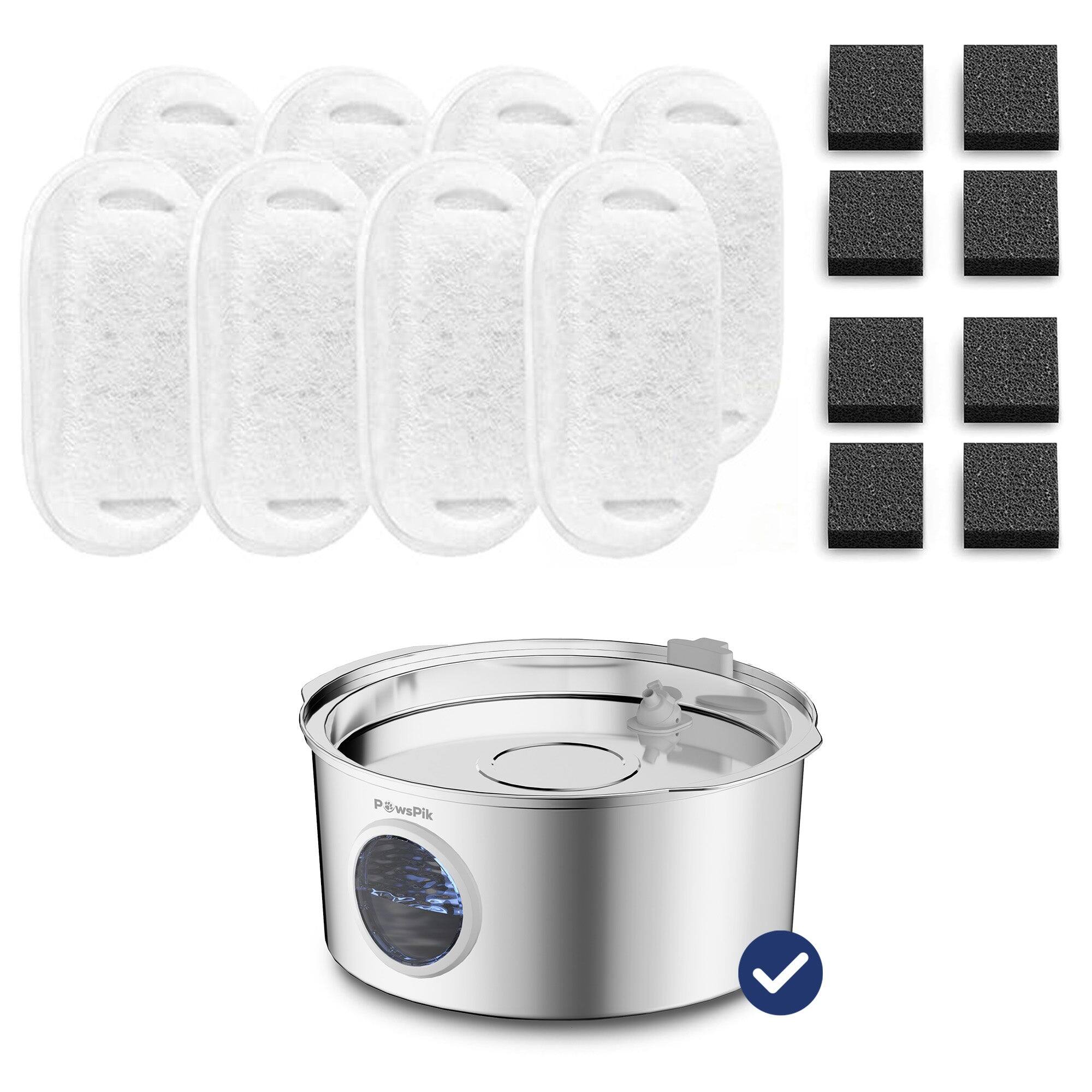 Front. PawsPik - PawsPik Dog Water Fountain Replacement Filters, 1.8-gal, 8 count - white.