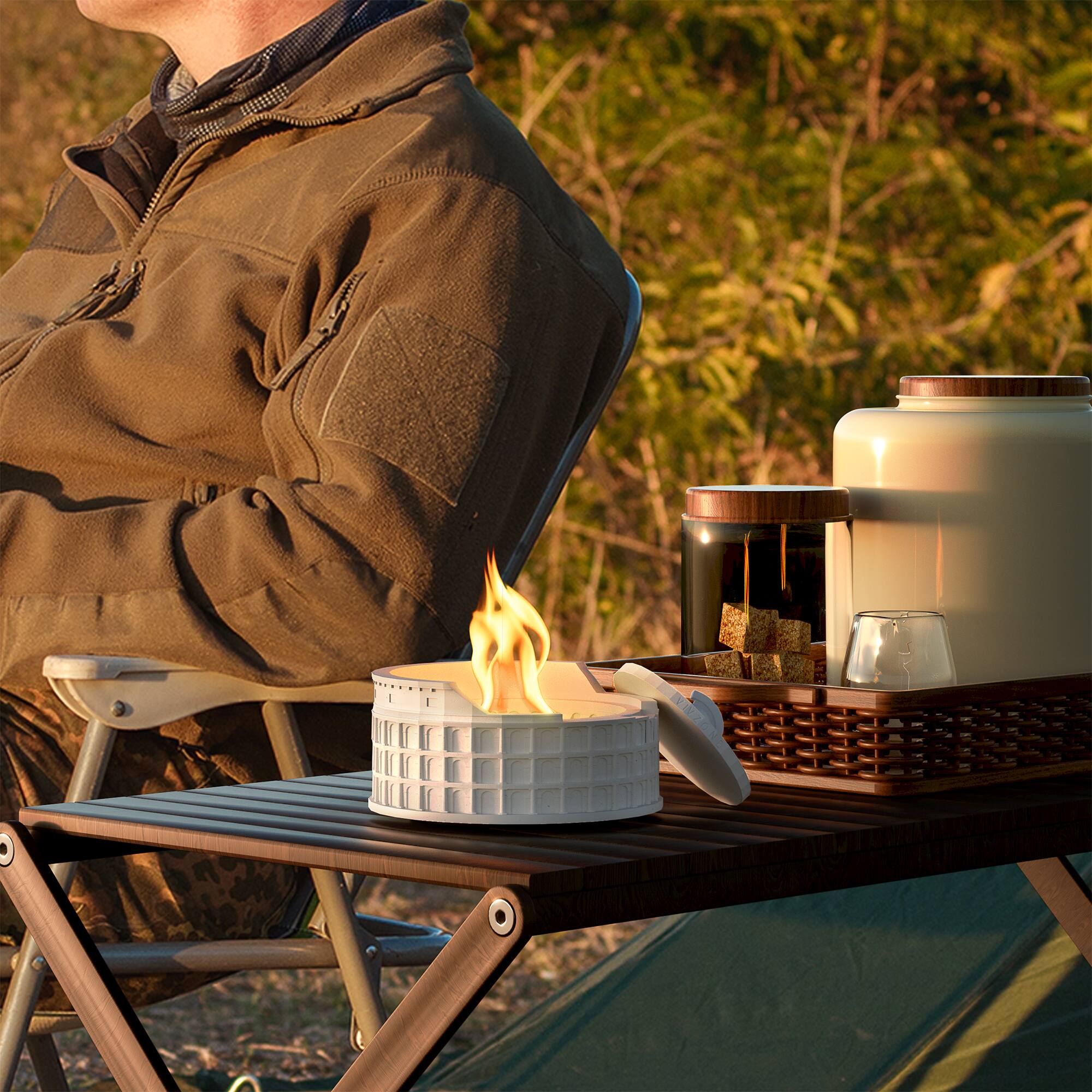 Back. VIVZONE - Colosseum Tabletop Fire Pit Ashtrays - White.