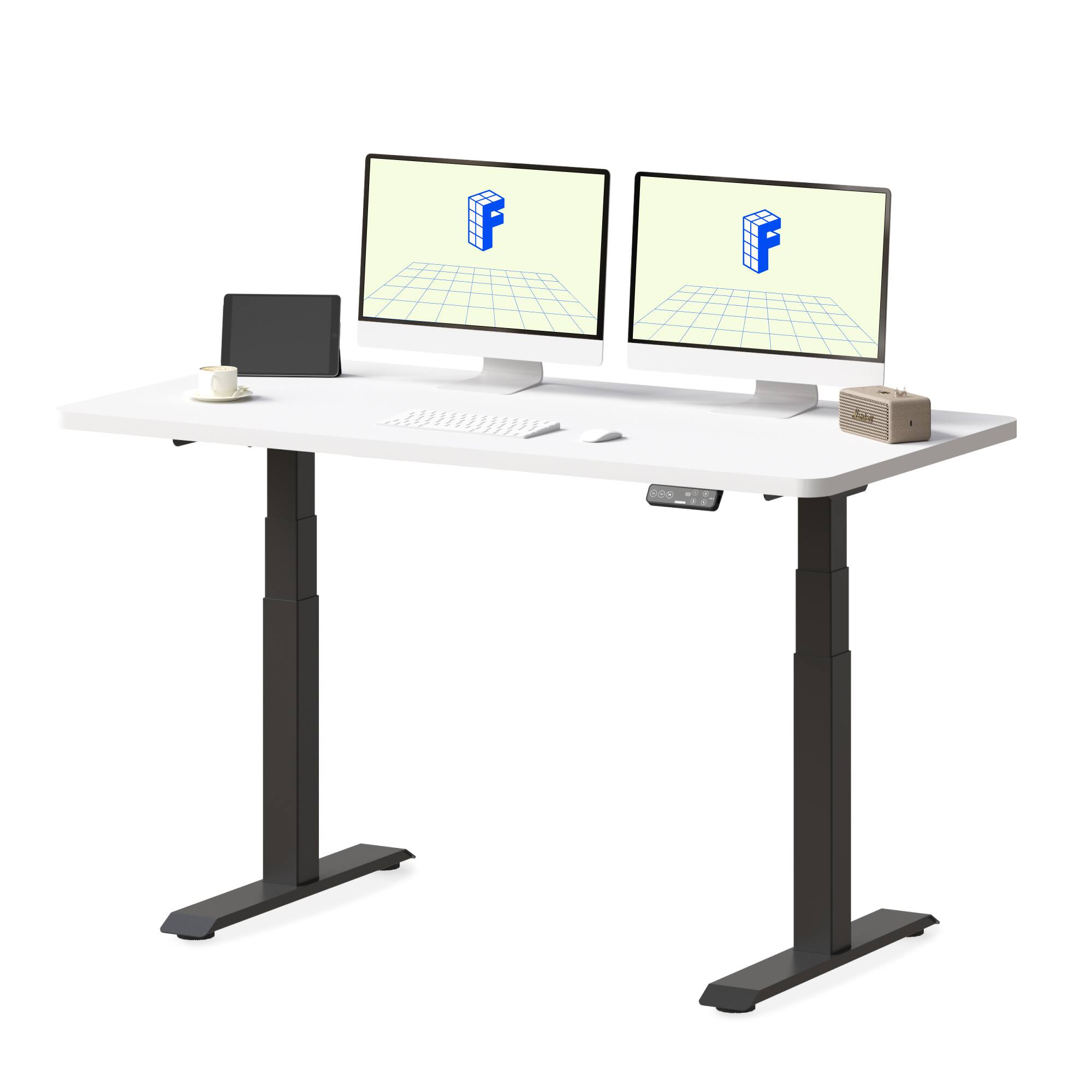 Left. FlexiSpot - FlexiSpot E7 55''W Electric Adjustable Standing Desk Chipboard, White/Black - White.