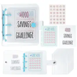 Unique Bargains - 1000 USD Savings Challenge Book, Money Saving Binder with 25 Reusable Envelopes for Budgeting & Financial Planning - Blue