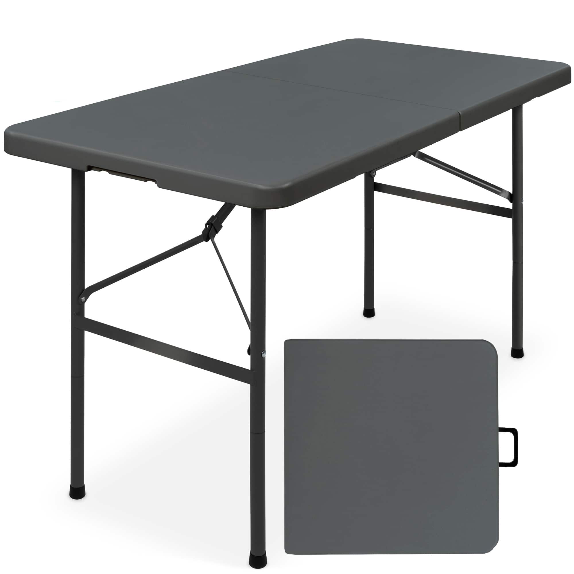 Front. Best Choice Products - Portable Folding Plastic Dining Table w/ Handle, Lock - 4ft - Dark Gray.