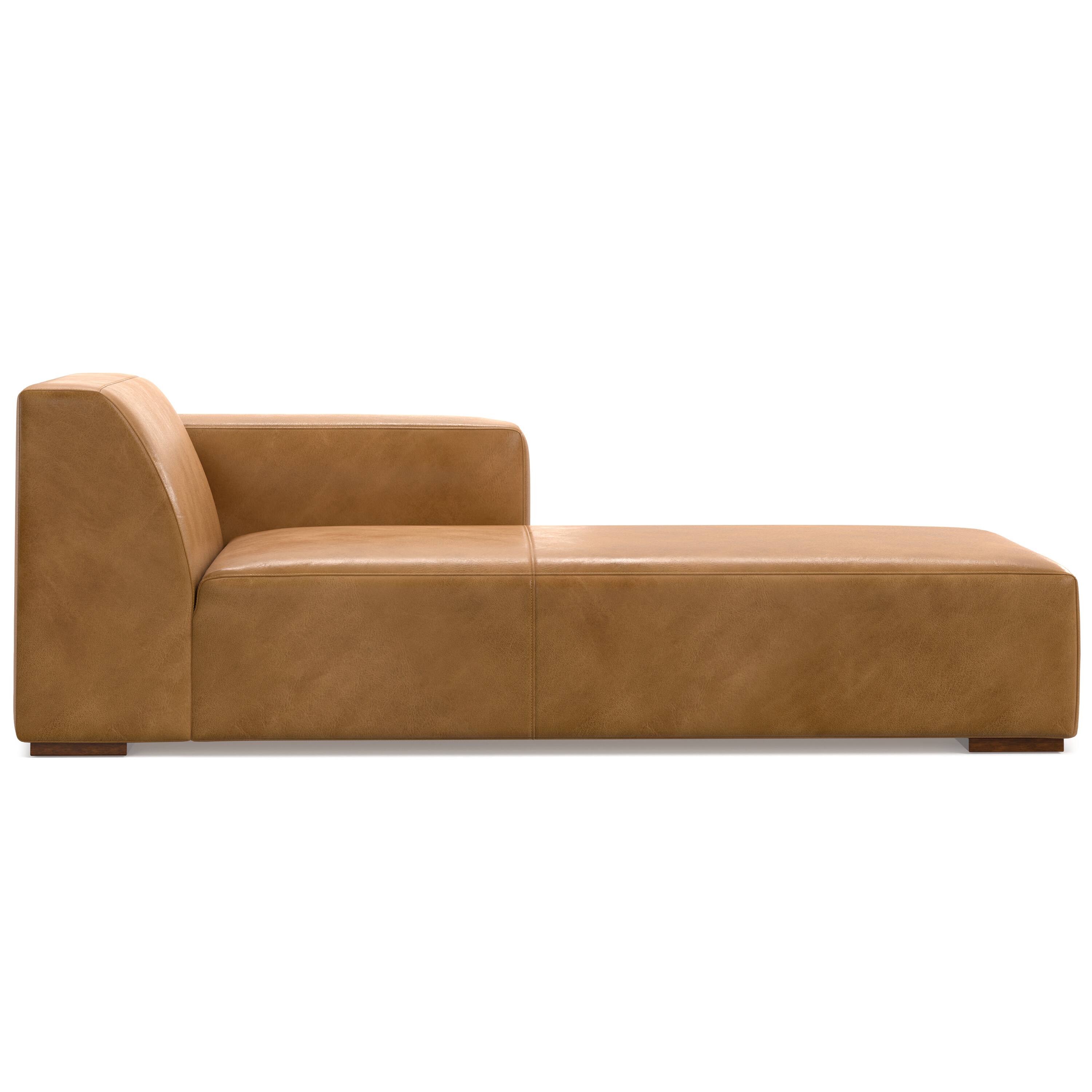 Alt View 2. Simpli Home - Rex Right Chaise Sofa Module in Genuine Leather - Sienna.