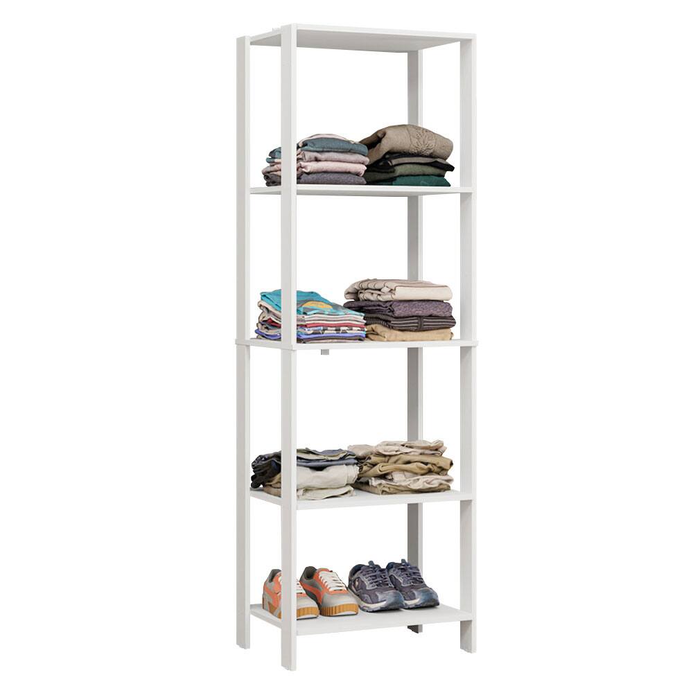 Angle. Madesa - Madesa Wardrobe Clothes Storage Rack with 5 Open Shelves 23"L - White - White.