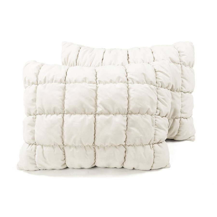 Left. Hivvago - Full/Queen Soft Lightweight Puff Textured 3-Piece Comforter Set in Off White - Off White.