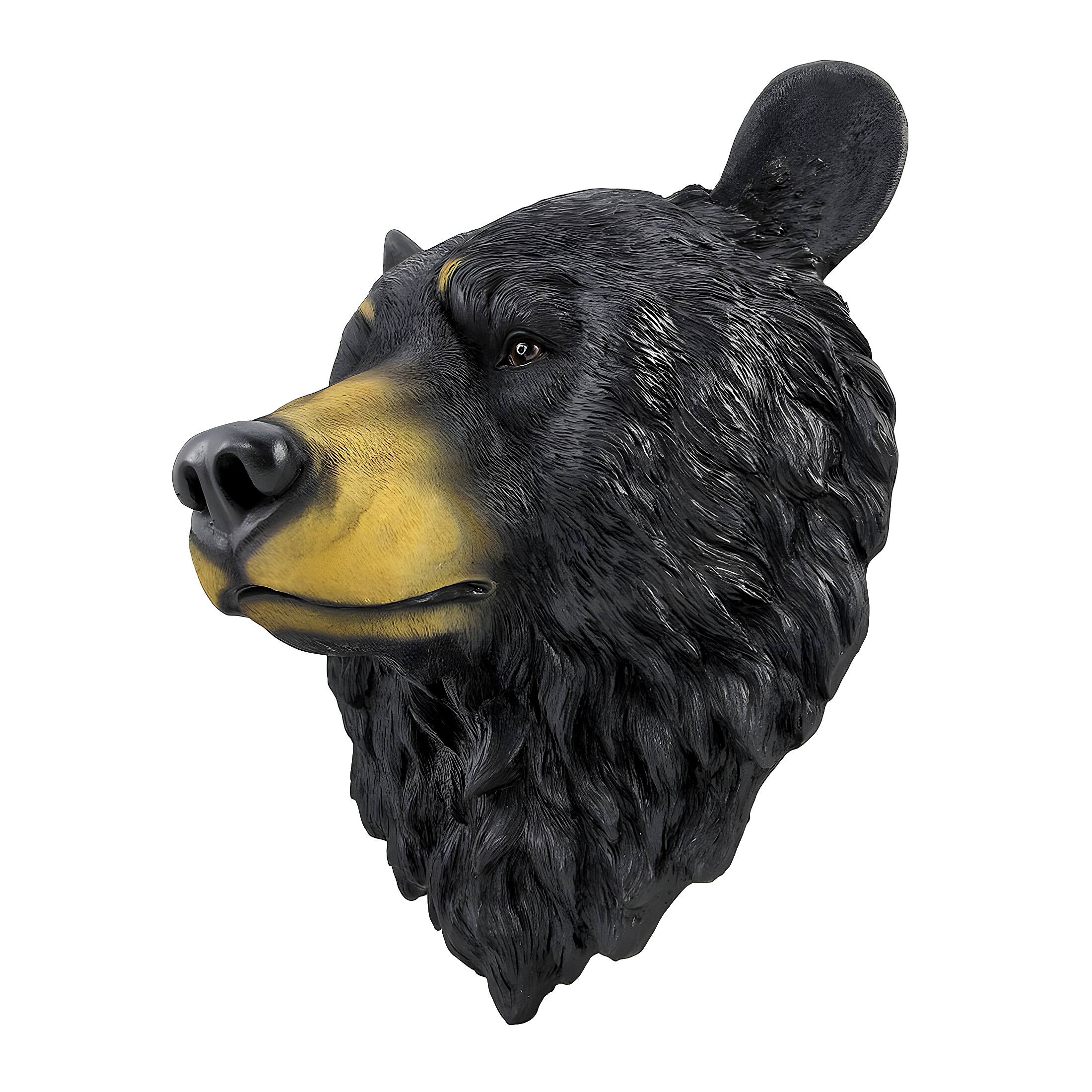 Alt View 2. DWK Corporation - Large 16 Inch Big Black Bear Head Bust Realistic Poly-Resin Wall Hanging Statue - Black.