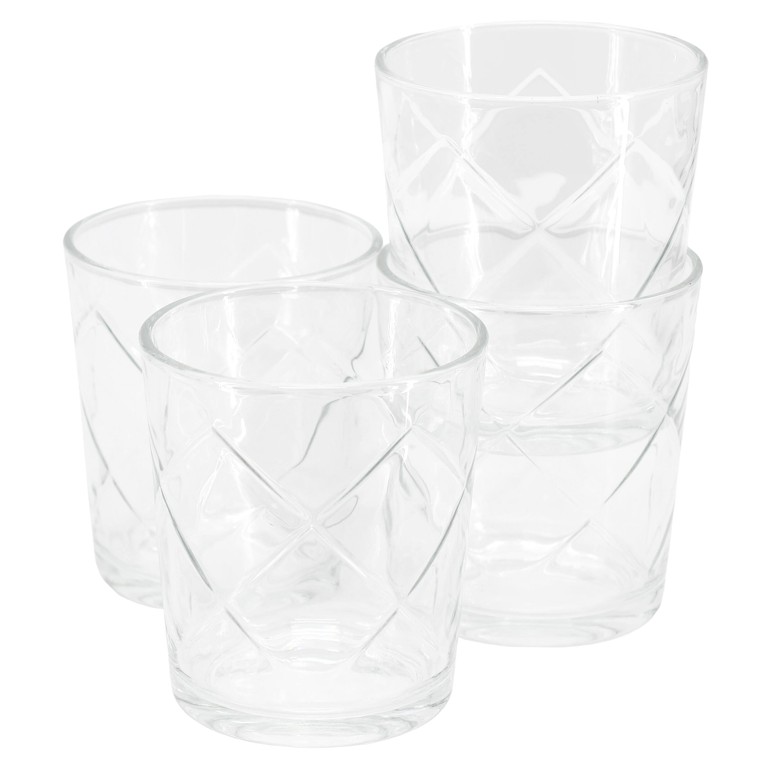 Front. Gibson - Gibson Home Lattice 4 Piece 13.5 Ounce Double Old Fashioned Glass Set - Clear.