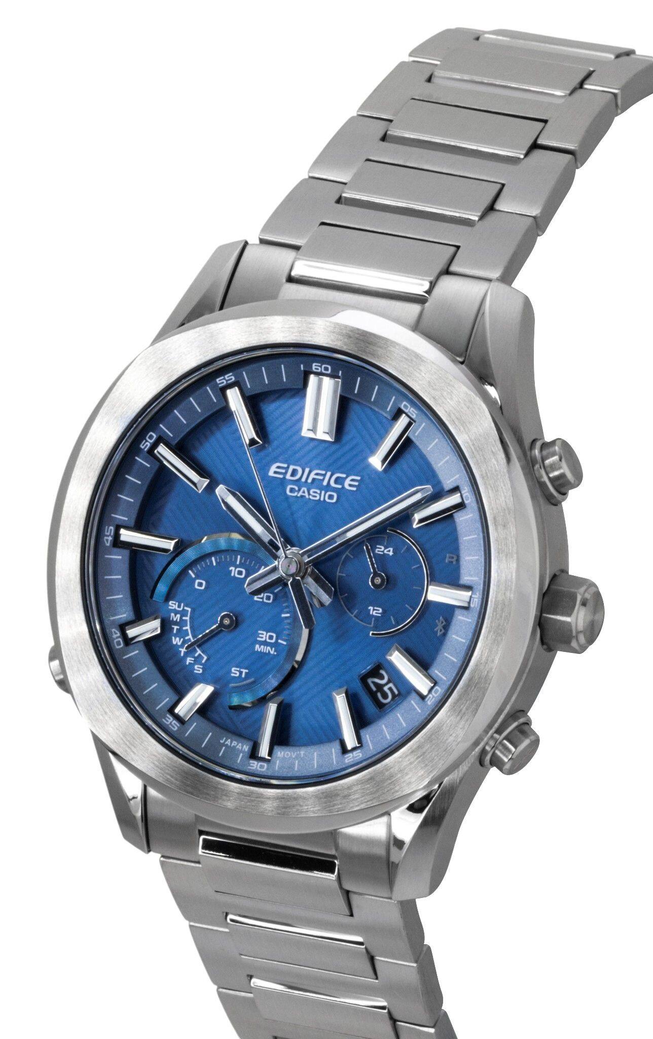 45 40  
60 55 05 50  
EDIFICE CASIO  
O 24 R 10 . O 20 15 SU 12 M T 30  
W MIN. F S ST 25 20 35  
JAPAN MOV'T 25 I 30