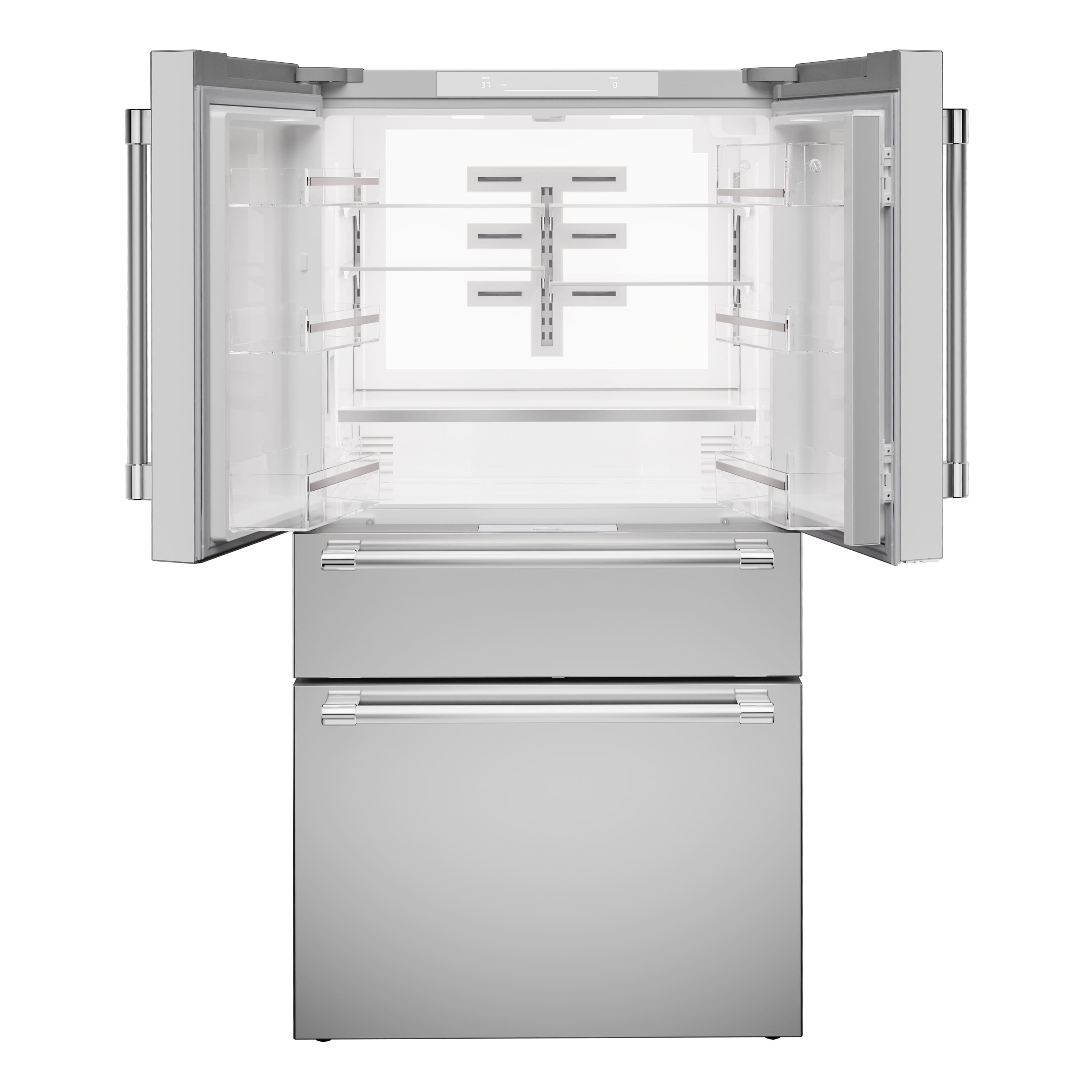 Alt View 1. Thermador - Freedom Collection 20.4 Cu. Ft. 4-Door Bottom Freezer French Door Smart Refrigerator with Professional Handles - Stainless Steel.