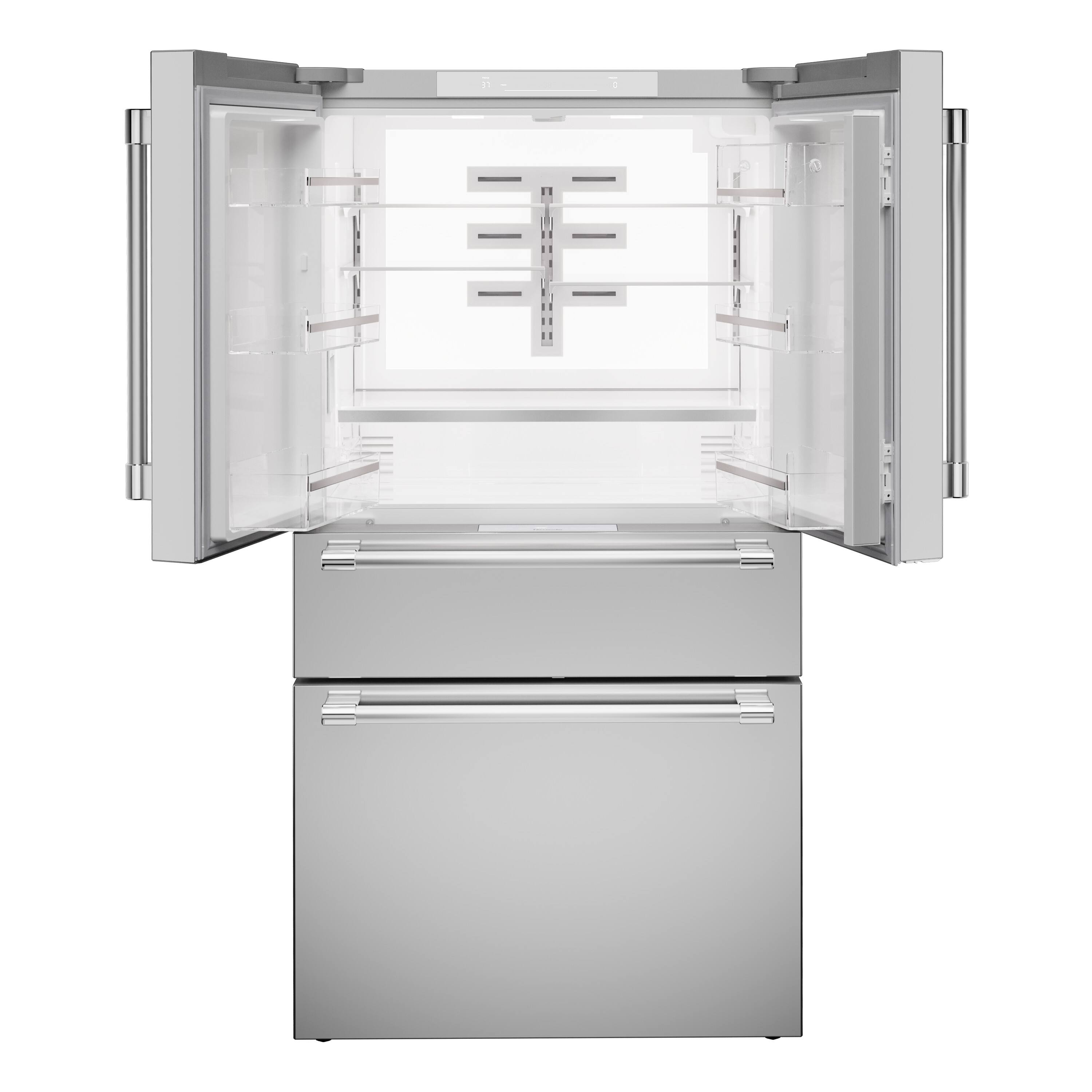 Alt View 1. Thermador - Freedom Collection 20.4 Cu. Ft. 4-Door Bottom Freezer French Door Smart Refrigerator with Professional Handles - Stainless Steel.