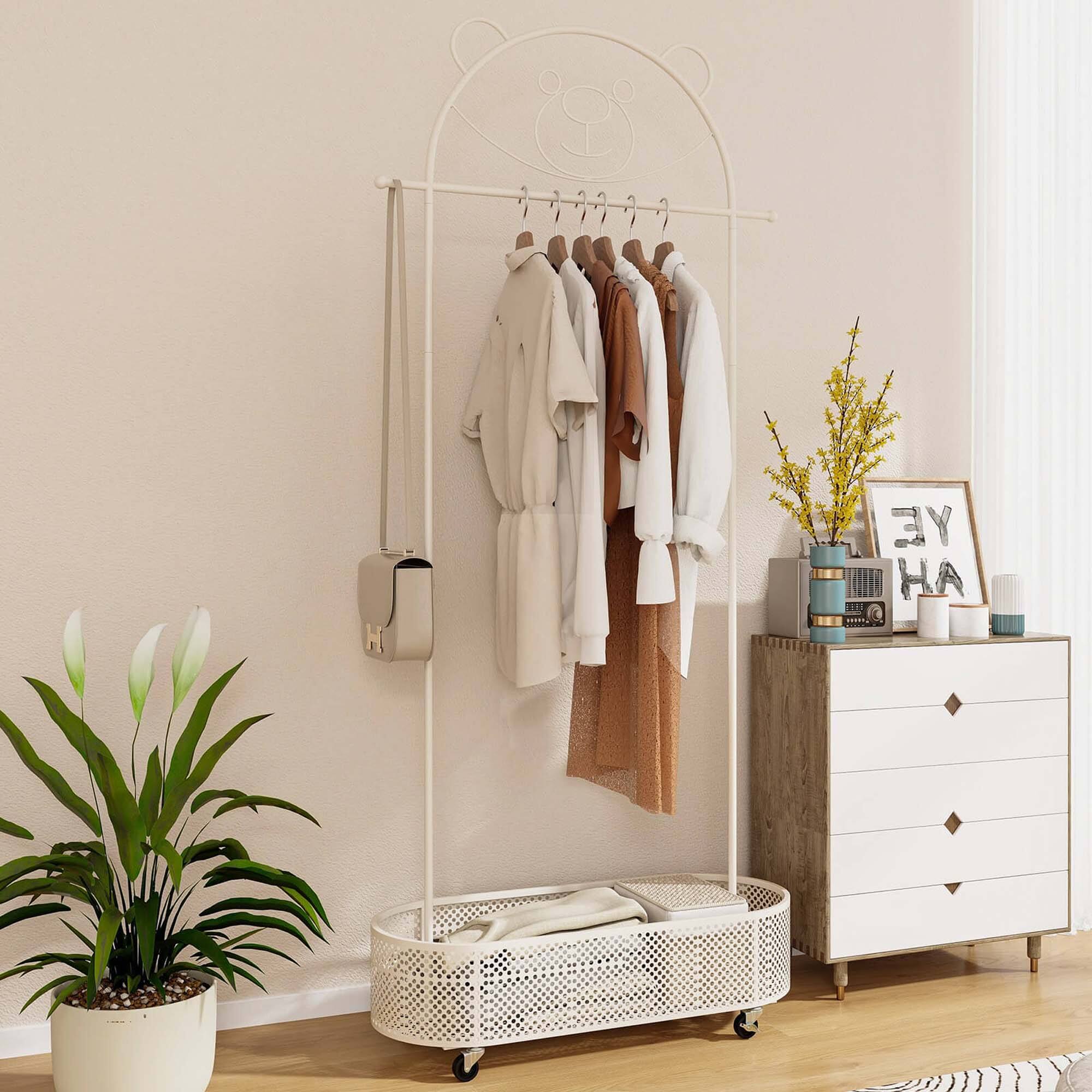 Alt View 3. Costway - Costway Kid Clothes Rack with 3 Adjustable Heights Home Freestanding Clothes Rack White - White.