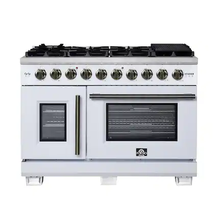 Front. Forno Appliances - Capriasca 6.58 Cu. Ft. Freestanding Double Oven Gas Convection Range with French Doors and Rotisserie Air Fryer - White.