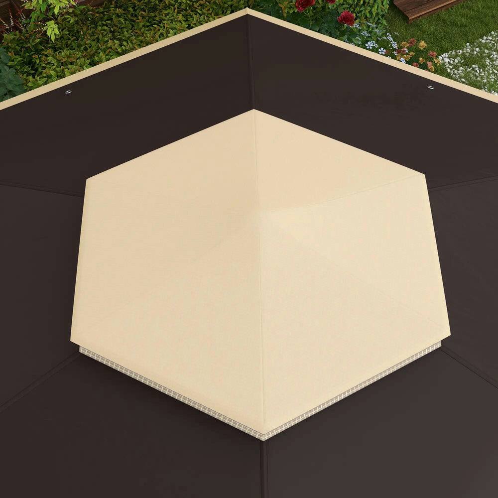 Alt View 4. Spaco - Spaco 13'x13' Pop Up Gazebo Hexagonal Canopy Shelter,6 Zippered Mesh Netting - Beige.