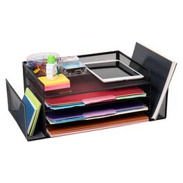 Mind Reader - 4 Trays and 2 Side File Holders - Black