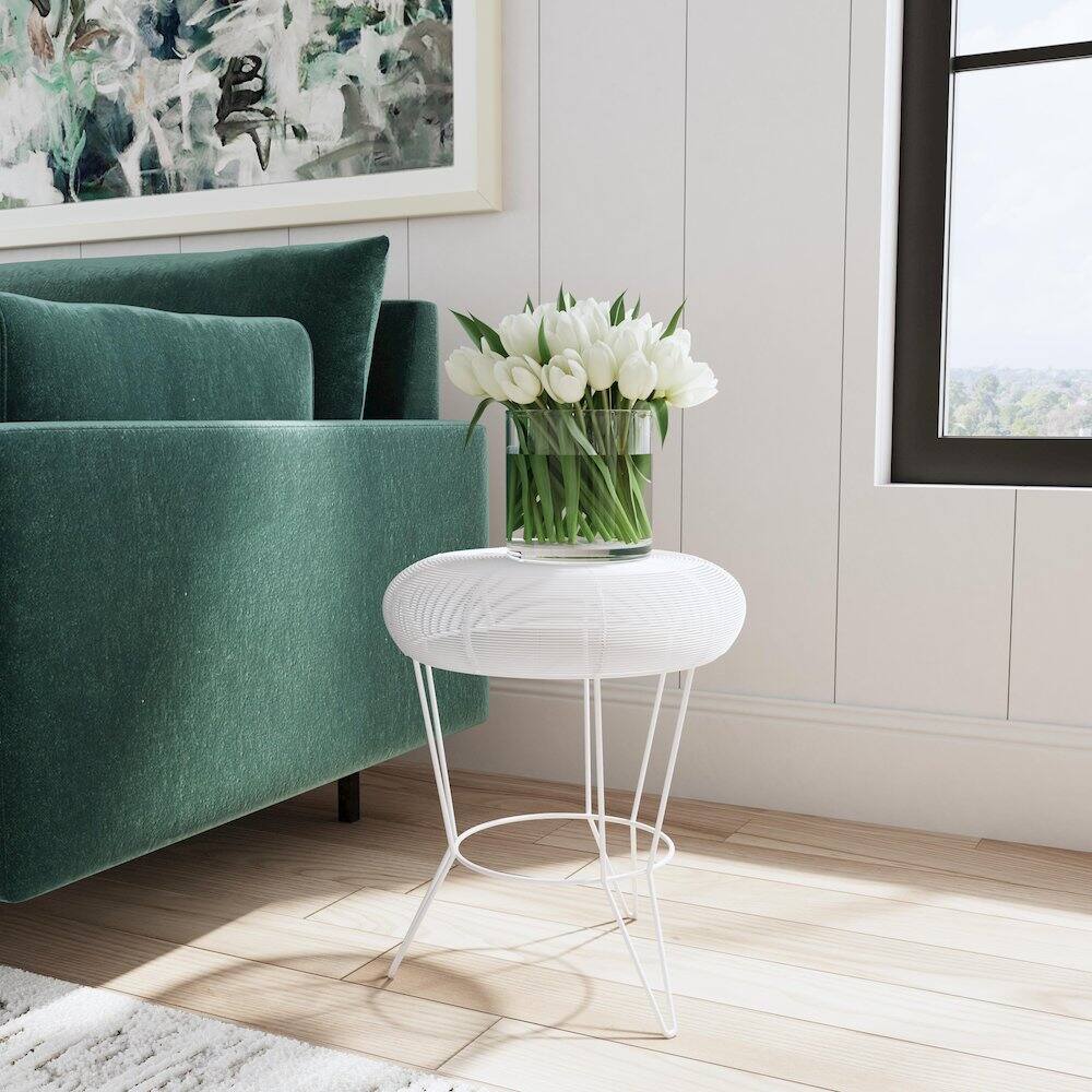 Alt View 4. Butler Specialty - Allen Decorative Wire Side Table - White.