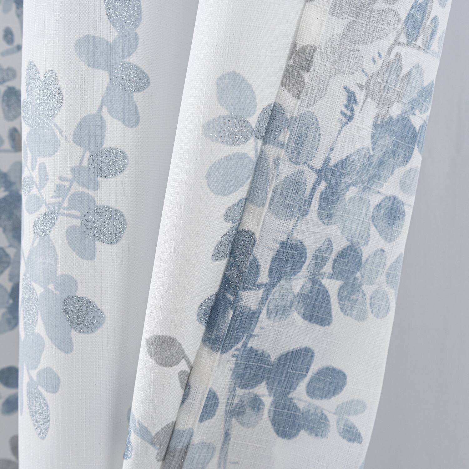 Alt View 1. Olivia Gray - Olivia Gray 100% Polyester 140 GSM Aiden Printed Textured Grommet Curtain Panel 54" x 90" Blue - Blue.