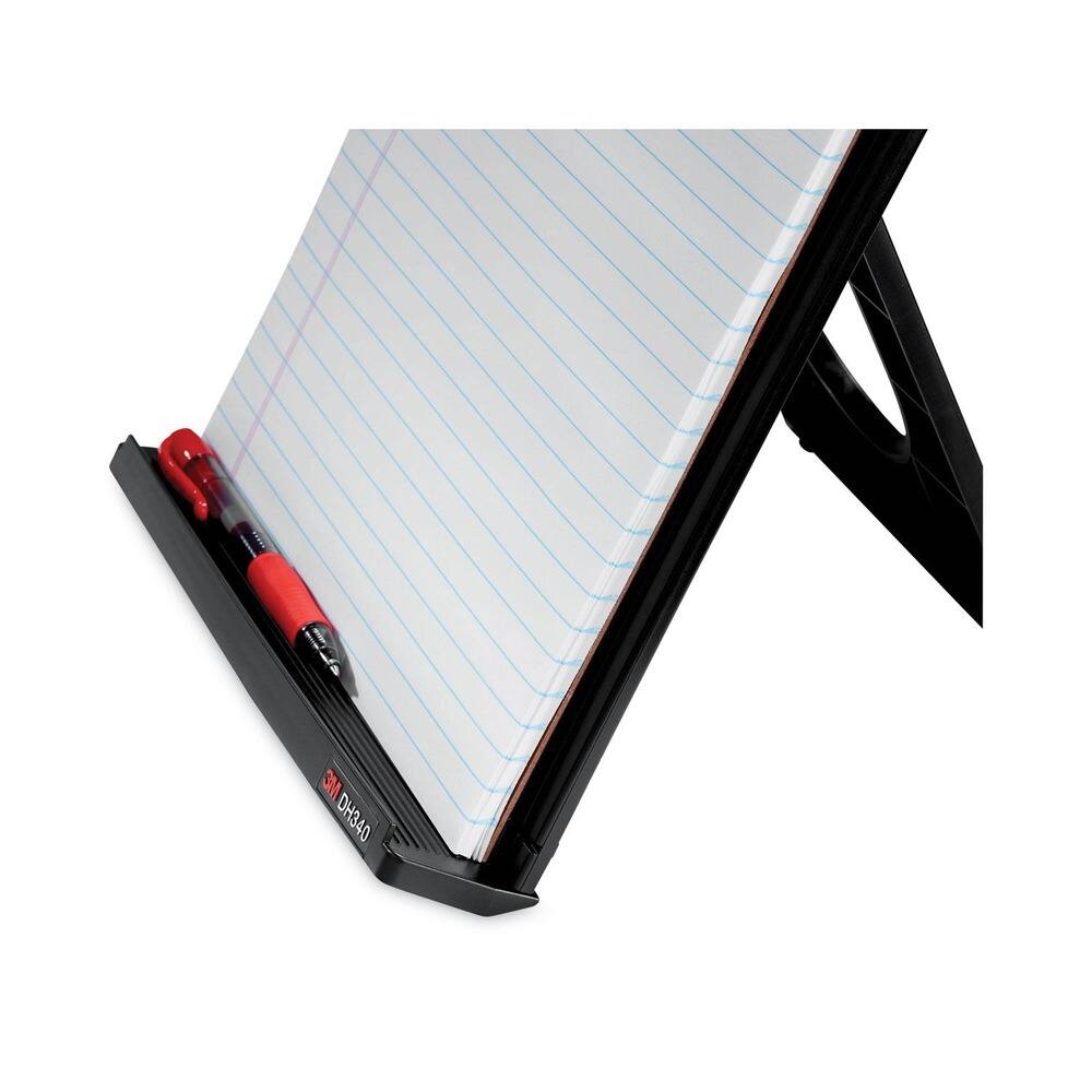 Angle. 3M - DH340MB 150 Sheet Capacity Fold-Flat Freestanding Desktop Plastic Copyholder /Silver Clip - Black/Silver Clip.