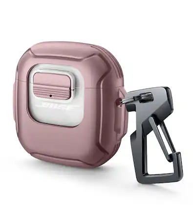 Front. Dexnor - Case for Bose QuietComfort Earbuds II 2022 / QuietComfort Ultra/Ultra Earbuds 2nd Gen 2025, Cover with Carabiner - Peony Pink.