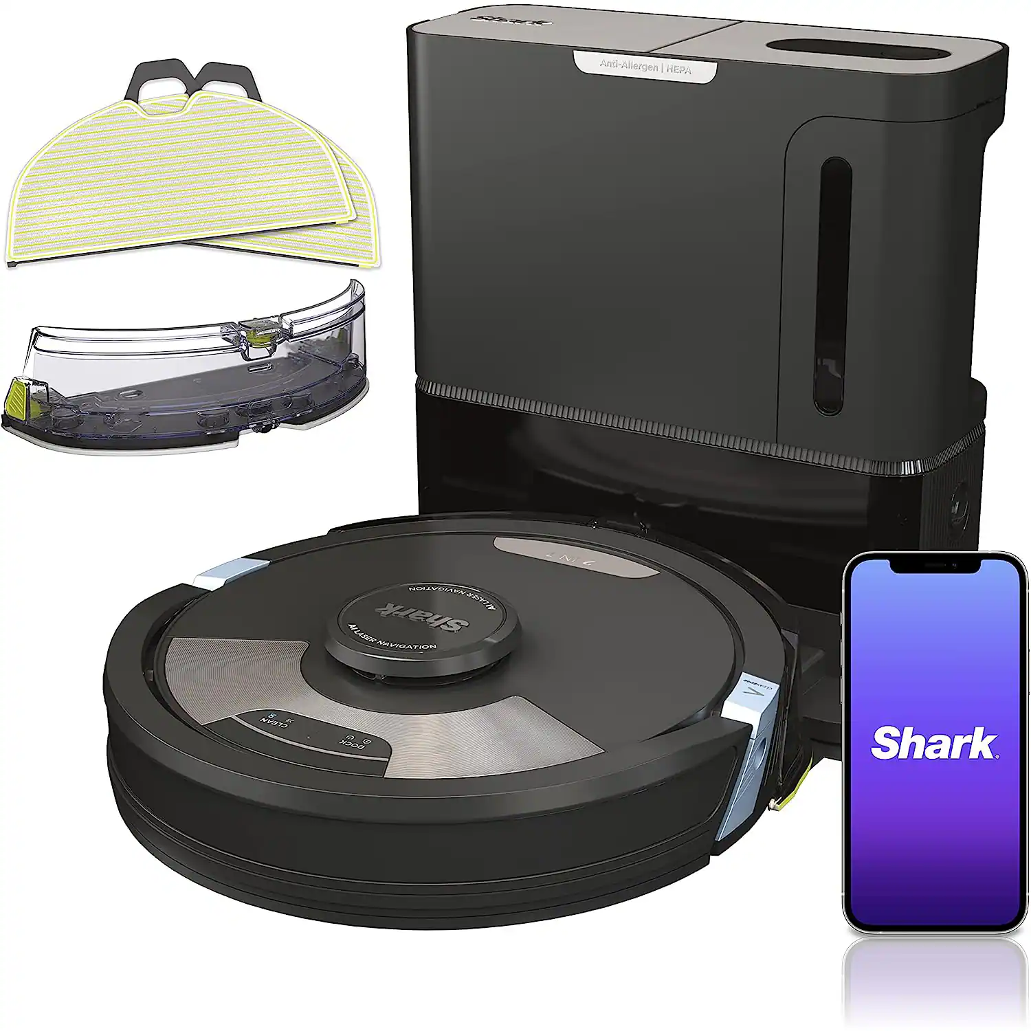 Shark - Refurbished Excellent - AI Ultra 2-in-1 Robot Vacuum / Mop & XL Self-Emptying HEPA Base AV2610WA - Black