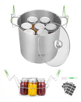 VEVOR - 21 QT Canning Pot with Rack and Lid, Stainless Steel Waterbath Canner with Dual Handle and Glass Lid, Compatible - Green