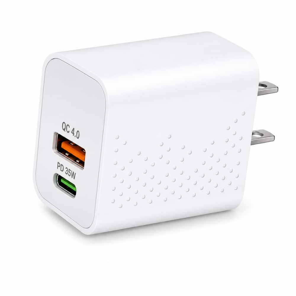 Qixxronics - USB-C Charger 35W Compatible with Apple Watch, iPhone, Type-C PD Fast Power Adapter USB Wall Charger for iPad, AirPods - White