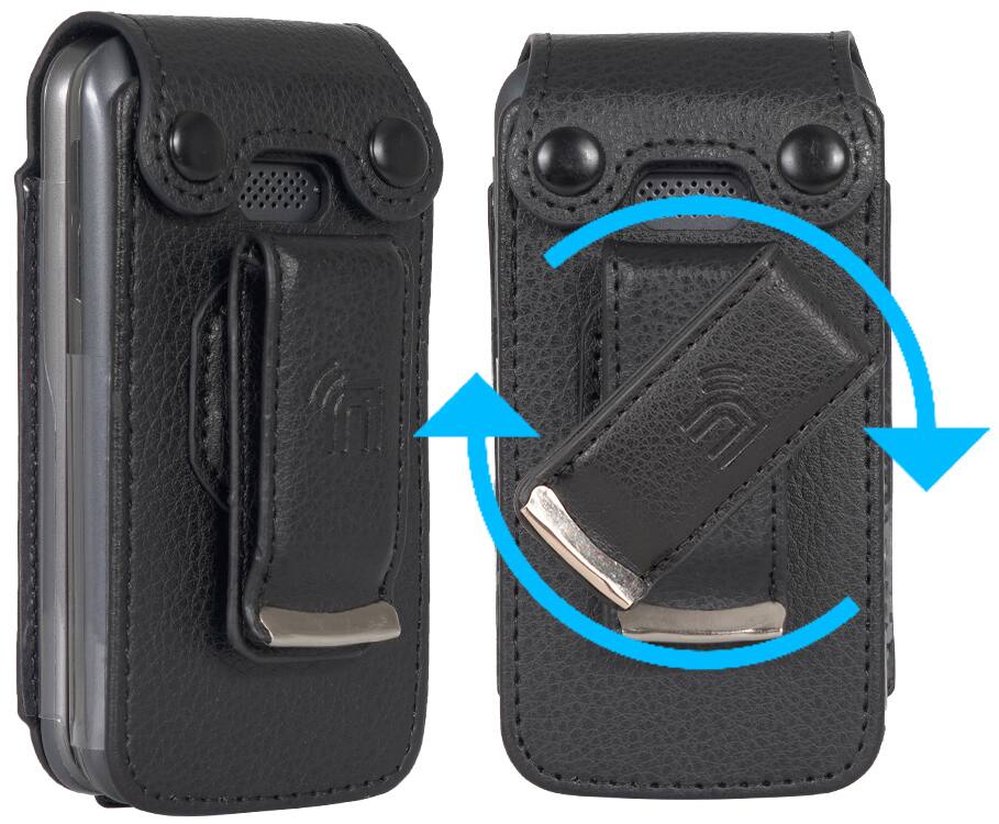 Alt View 3. Nakedcellphone - Vegan Leather Case with Belt Clip for Lively Jitterbug Flip 2 - Black.
