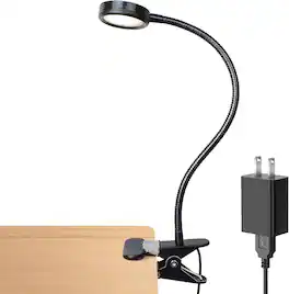 Stamp n Camp - LEPOWER Clip on Light/Reading Lights/Book Light/Desk Lamp Color Changeable/Night Lights Clip on for Desk Bed - Black