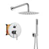 Front. Boyel Living - 1-Spray 10 in. Round Wall Mount Fixed and Handheld Shower Head 1.8 GPM with Pressure Balance Valve in Chrome - Chrome.