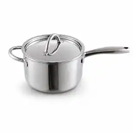 Fortune Candy - 3.5 Qt Stainless Steel Sauce Pan with Lid, 304 Stainless Steel Cooking Pot, Gas & Electric Stovetop Compatible - Silver