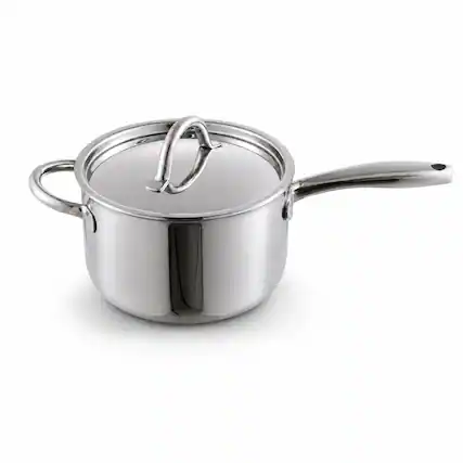 Front. Fortune Candy - 3.5 Qt Stainless Steel Sauce Pan with Lid, 304 Stainless Steel Cooking Pot, Gas & Electric Stovetop Compatible - Silver.
