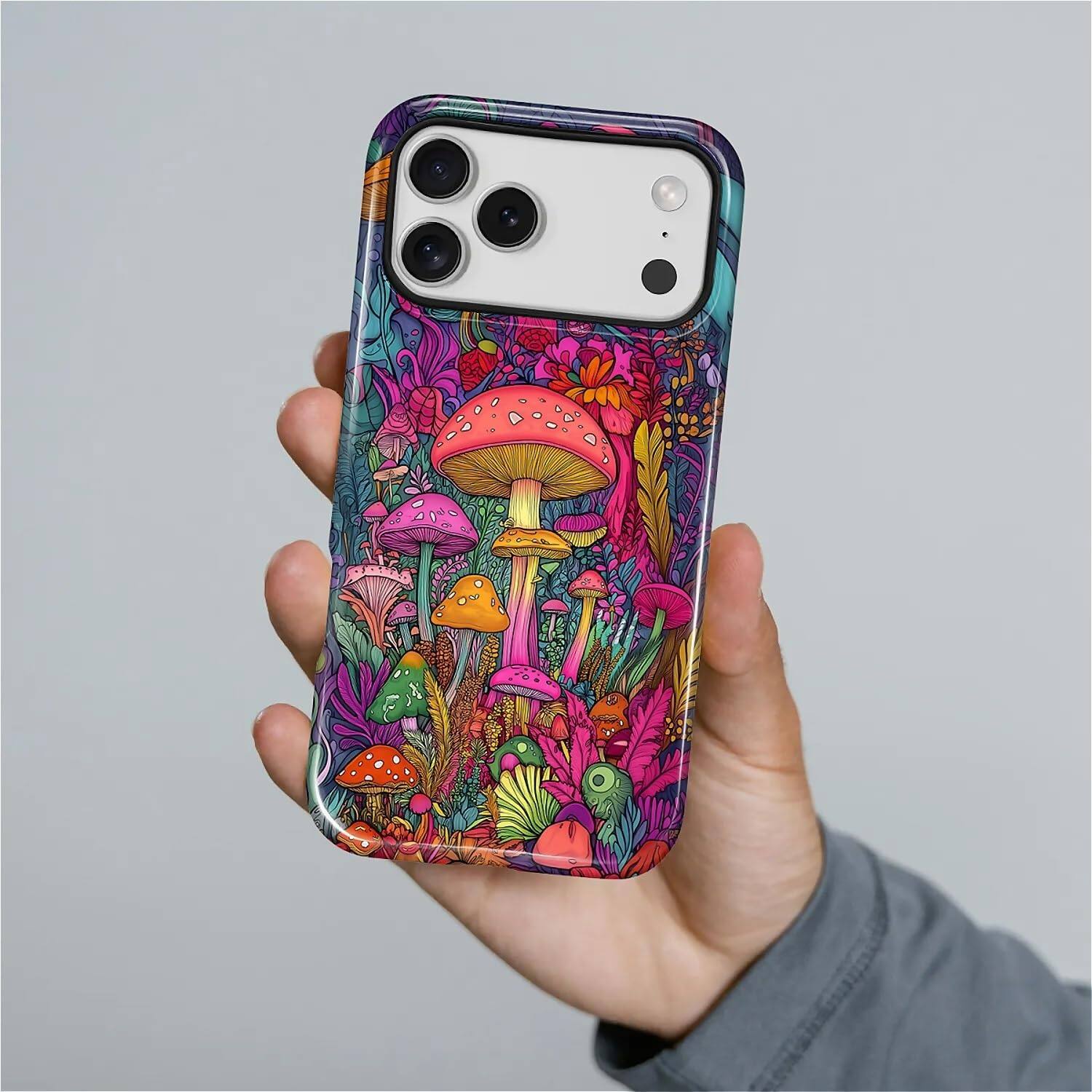 Alt View 2. BUBM - Smartphone Case for iPhone 17 Pro Max - 2-Layer Durable Smartphone Protection Case - Psychedelic Mushrooms.