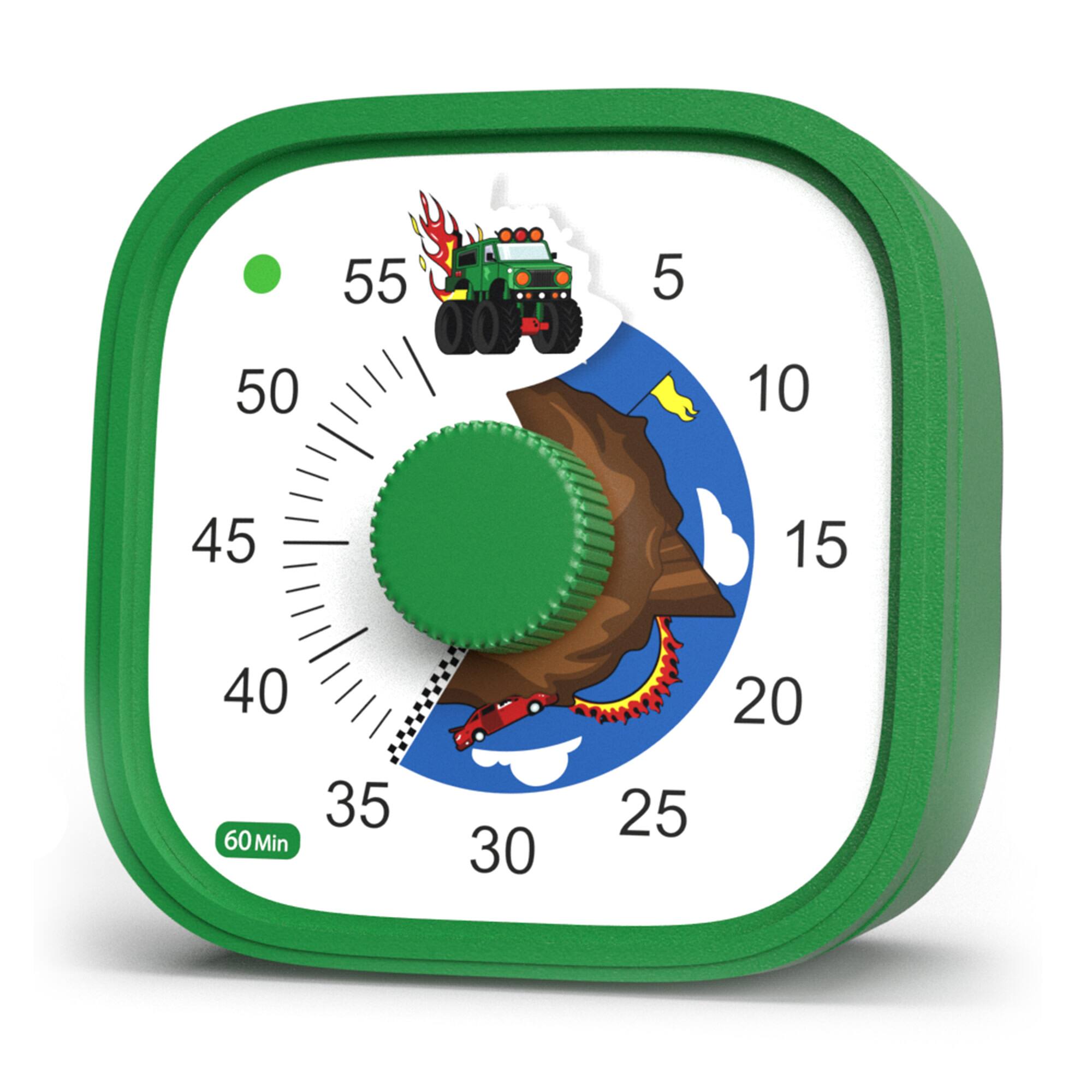 Left. BrainStream - Brainstream Visual Timer Tick Tock Truck Monster Theme, 1-60 Minute Countdown Clock with Mud Trail Display - Red.