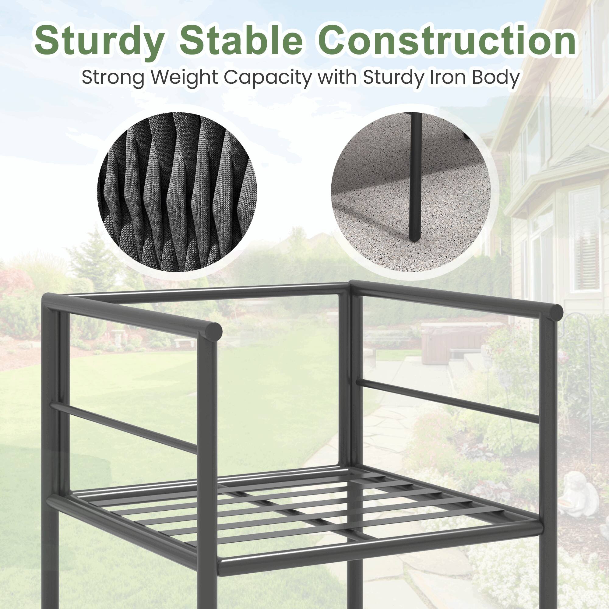 Sturdy Stable Construction  
Strong Weight Capacity with Sturdy Iron Body