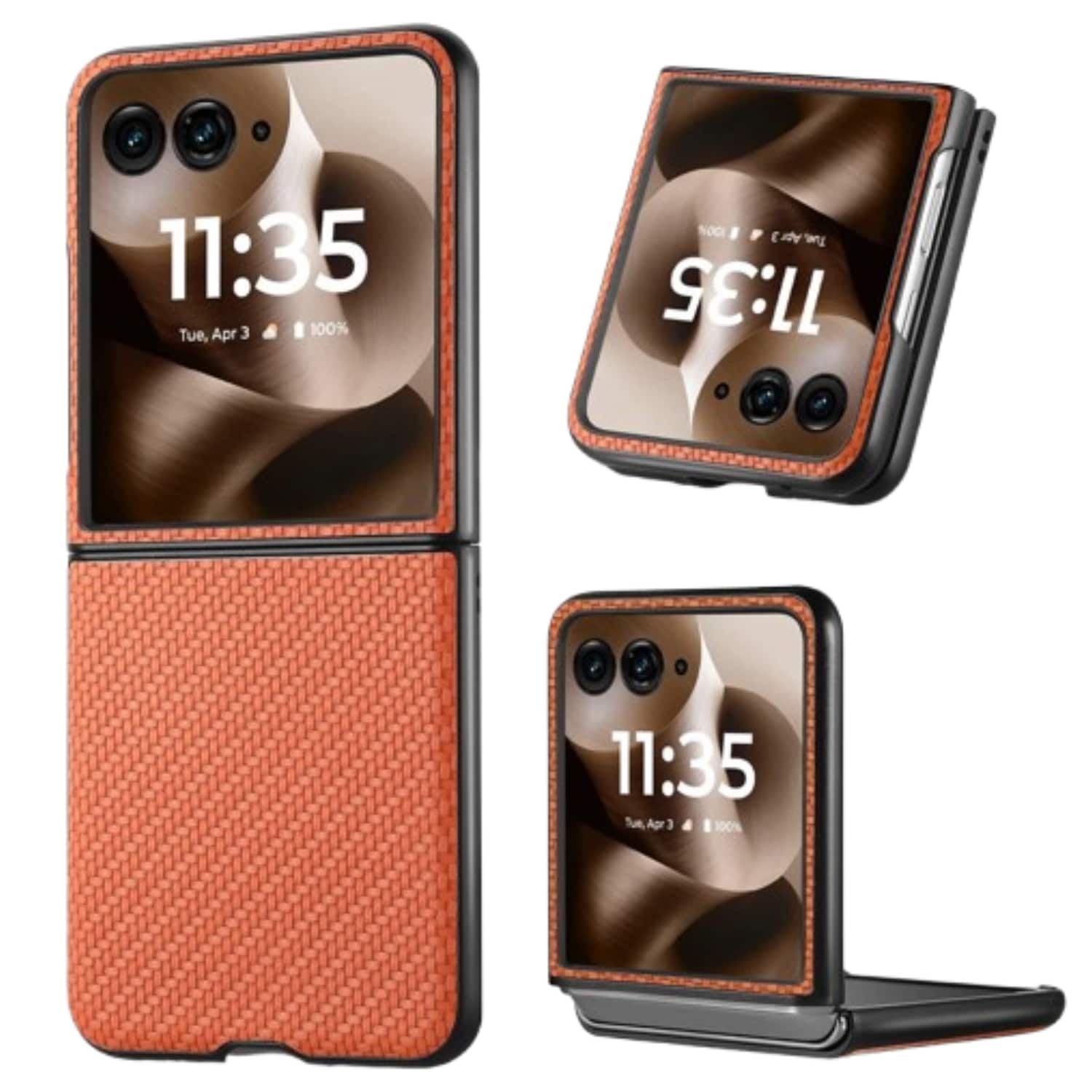 Stock Preferred - Carbon Fiber Slim Case for Motorola Razr Ultra 2025 - Brown