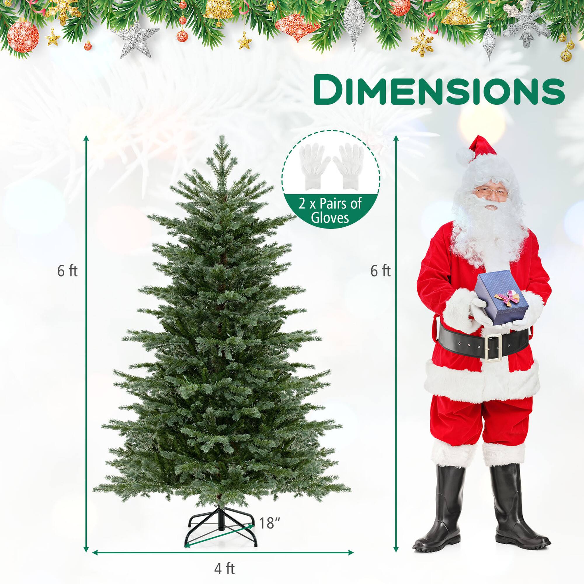 DIMENSIONS: 2 x Pairs of Gloves, 6 ft, 6 ft, 18", 4 ft.