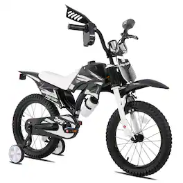 JOYSTAR - Thunderbolt 16" Motocross Style Kids Bike for Ages 4-7 Boys Girls, Children Bicycle with Training Wheels - Black
