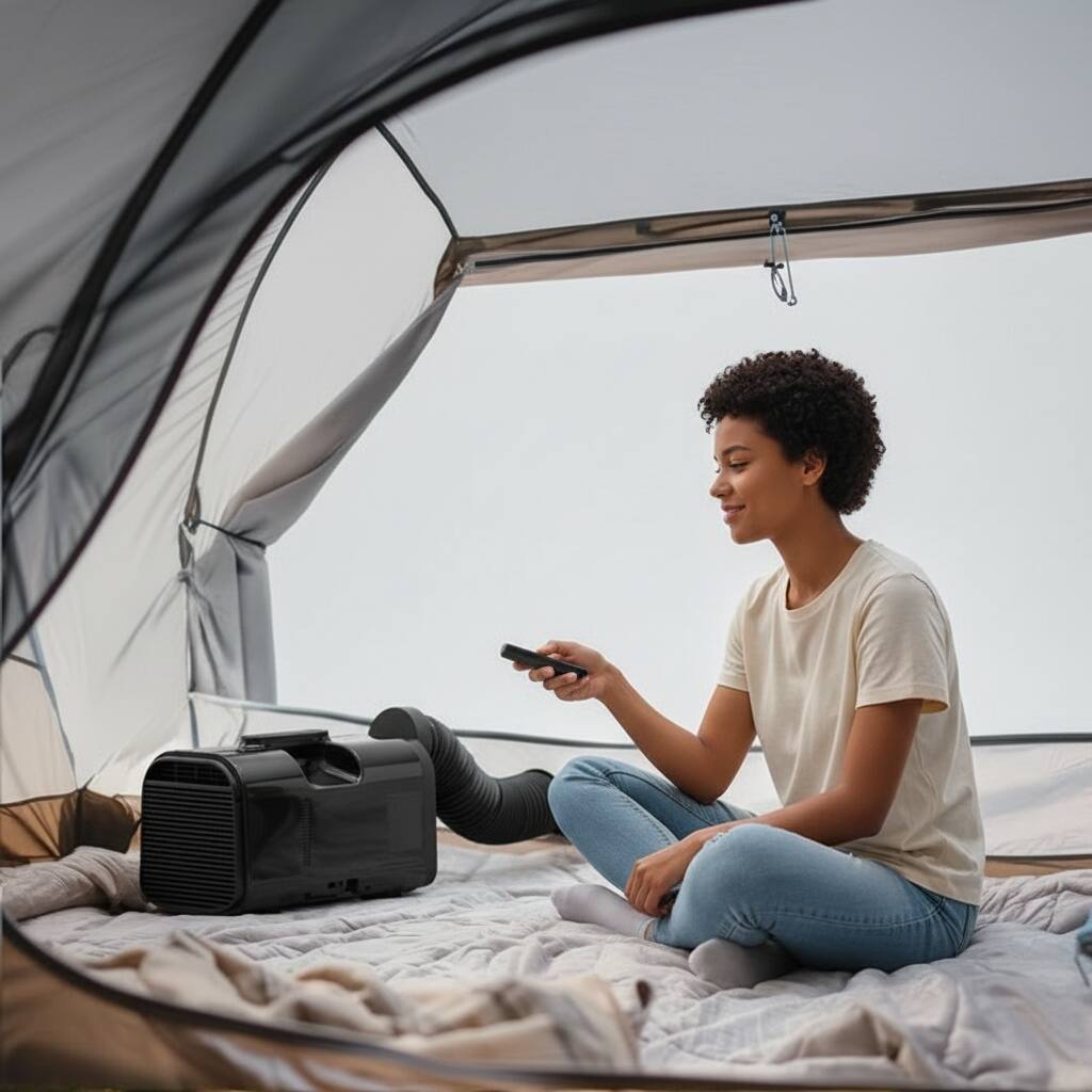 Alt View 2. COWLOWN - 4500 BTU Portable Air Conditioner 4-in-1 Cooling Dry Fan Remote Control 110V Black.