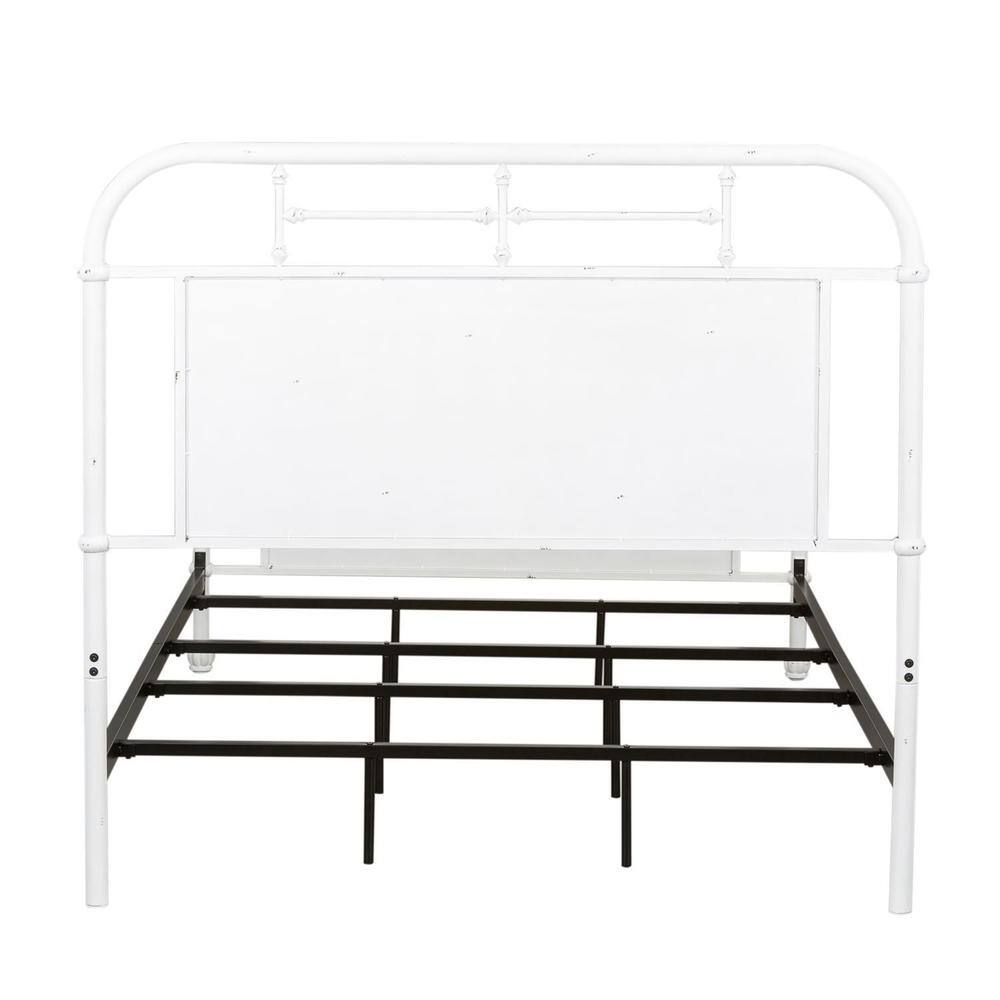 Left. Liberty Furniture Industries - Vintage Series Full Metal Bed - Antique White in Distressed Metal - Black.