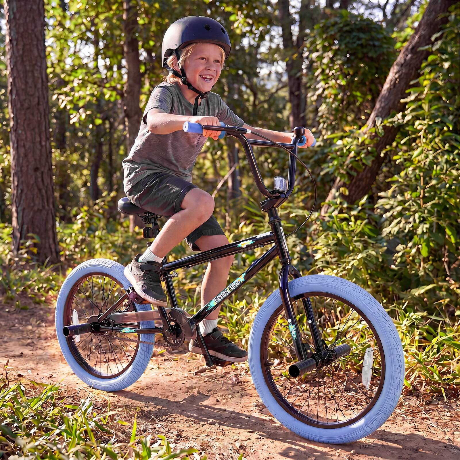 Alt View 4. Costway - Costway Freestyle BMX Bike, 20" Trick Bicycle with 360 Degree Steering, Adjustable Seat - Navy.