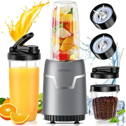 Front. COWLOWN - 3-in-1 Electric Juicer for Home Use Milkshake Maker Baby Food Mini Blender 20.3oz Travel Cup 6 Blades BPA Free - Silver.