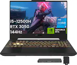ASUS - TUF 15.6" FHD Gaming Laptop,Intel i5-12500H,GeForce RTX 3050,64GB RAM,2TB SSD+512GB Docking Station,Win 11 - Gray
