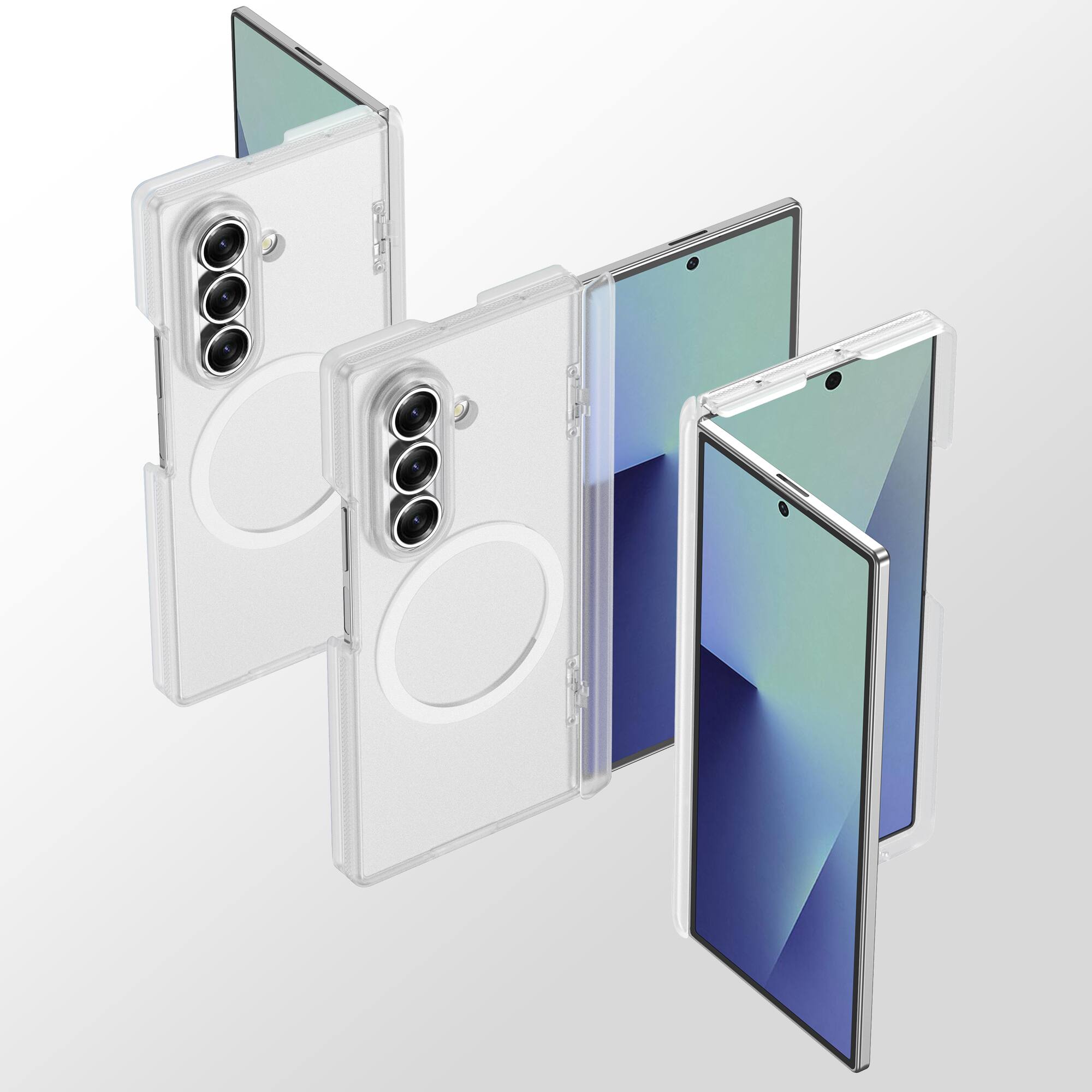 Angle. Dteck - Magnetic Matte Case for Samsung Galaxy Z Fold8 Ultra with Hinge Protection,Slim Hard PC Back Cover,No Front Frame Shell - Matteclear.