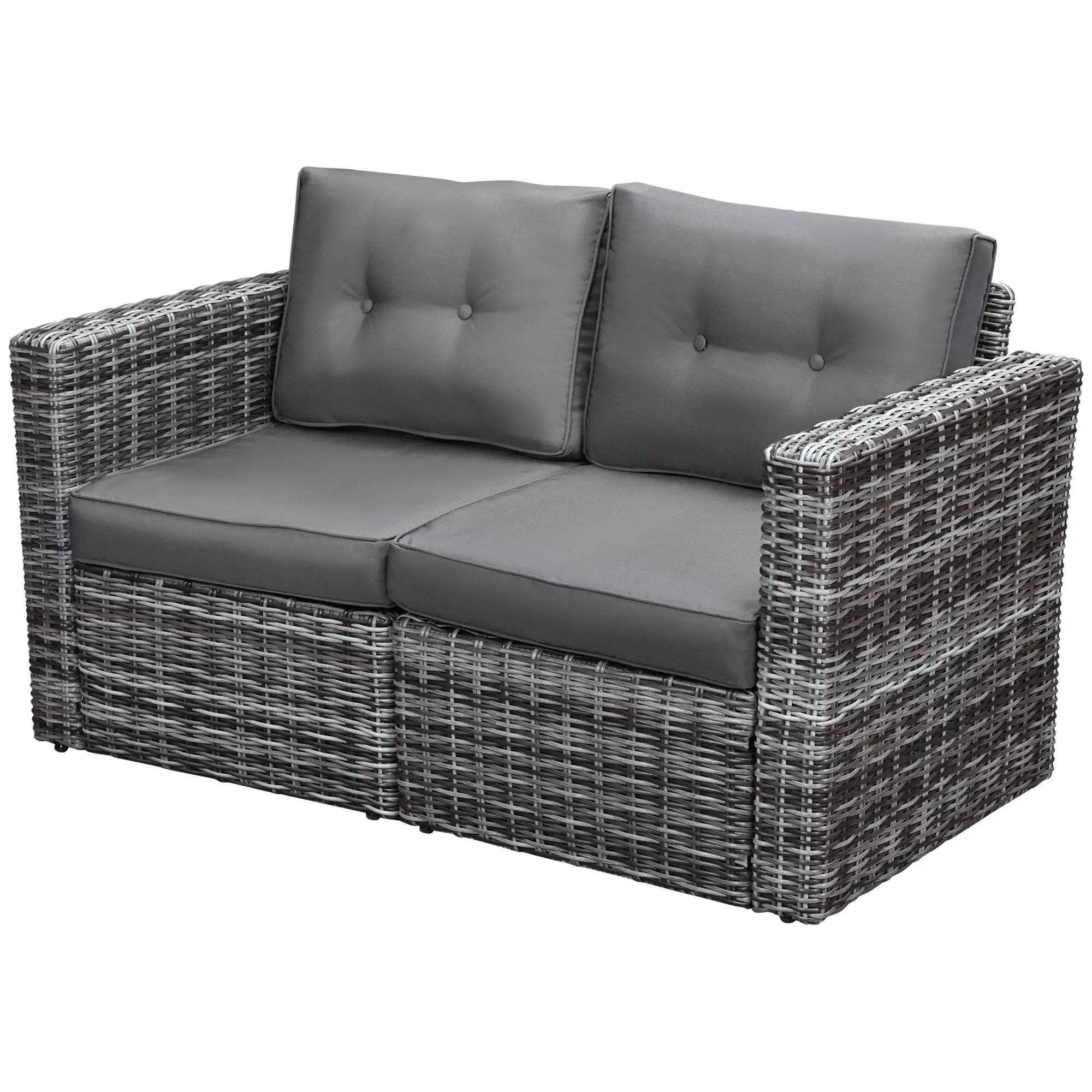 Angle. Resenkos - Resenkos 2 Pieces Patio Wicker Corner Sofa Set, Outdoor Sectional Furniture, Gray - Gray.